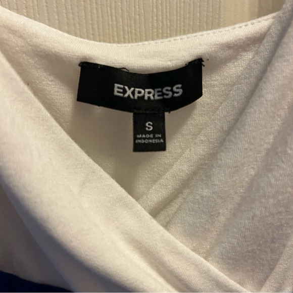 Express Y2K Tri-Tone Spaghetti Strap Mini Dress - White, Blue, Black - Picture 3 of 6